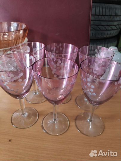Винтаж розовый бокал СССР