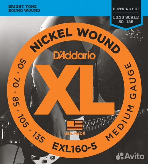 Струны для бас-гитары D'Addario EXL160-5