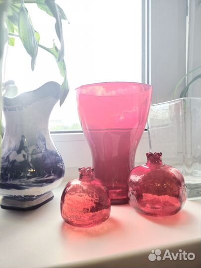 Вазы стекло икеа + гранат 2 шт