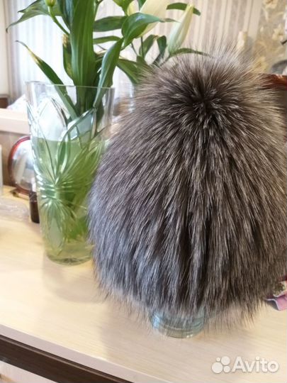 Шапка вязаная чернобурка