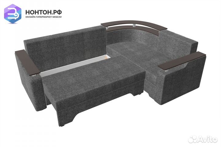 Диван угловой еврокнижка Комфорт рогожка серая