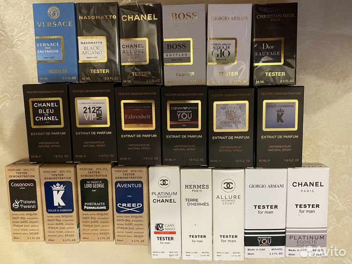 Женская мужская унисекс парфюмерия (тестеры)