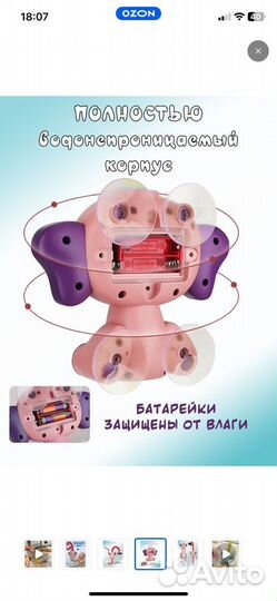 Игрушка для ванной с душем слоник, новая