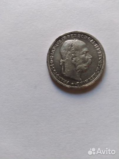 Серебряная монета 1 корона Австрия 1893 год