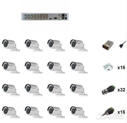 Комплект видеонаблюдения HiWatch 16 камер 1080P