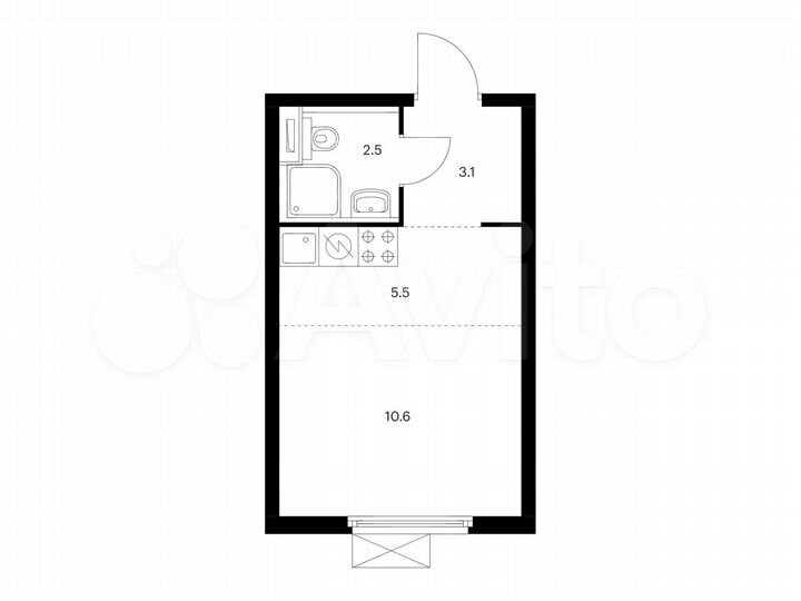 Квартира-студия, 21,7 м², 16/25 эт.