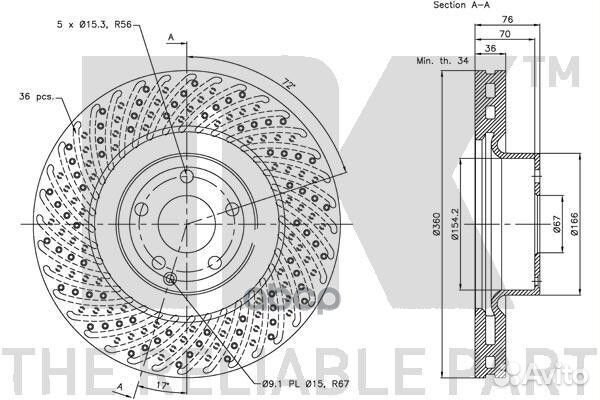 Диск тормозной mercedes W220/C215 600/AMG 55/65