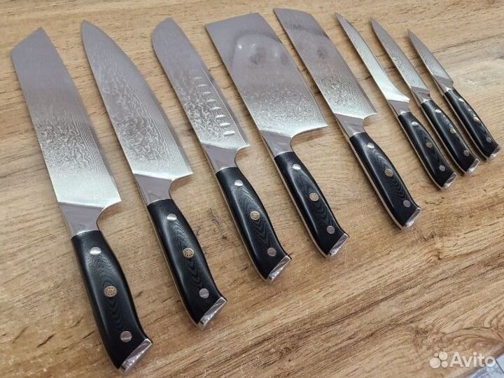 Набор кухонных дамасских ножей 8 штук