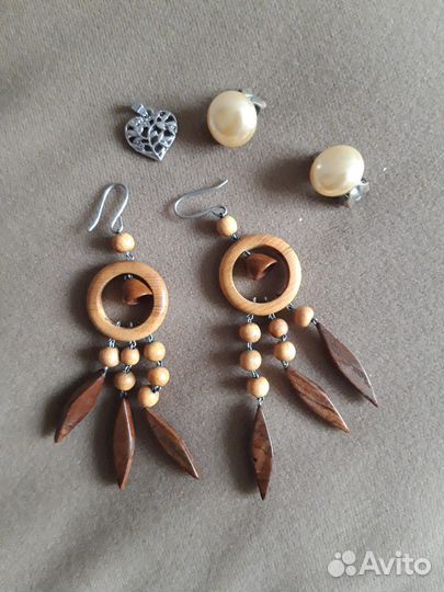 Серьги, серьги-клипсы, кулон