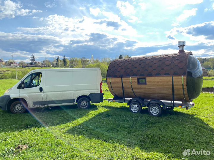Баня бочка на колесах в аренду