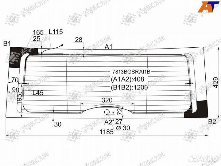 Стекло заднее Skoda Yeti