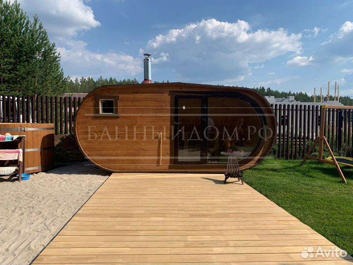 Баня Бочка с панорамным окном