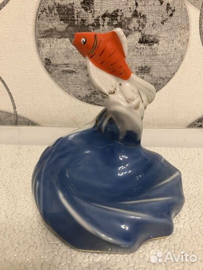 Пепельница Золотая рыбка. Фарфор СССР. Коростень
