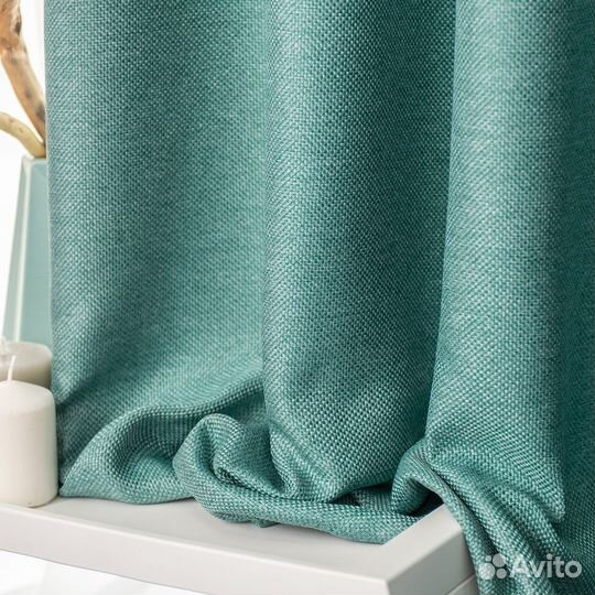 Шторы рогожка Орфей Бирюза