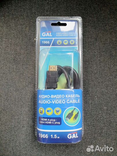 Кабель Mini hdmi-hdmi 1.5 метра, черный