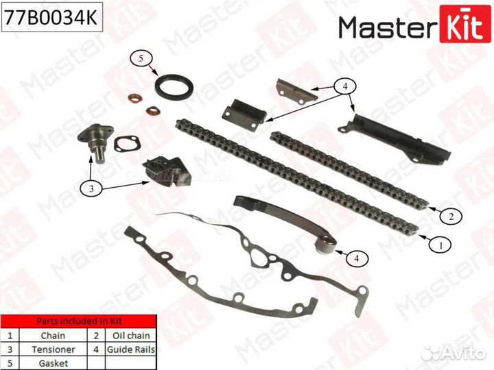 Masterkit 77B0034K Комплект цепи грм