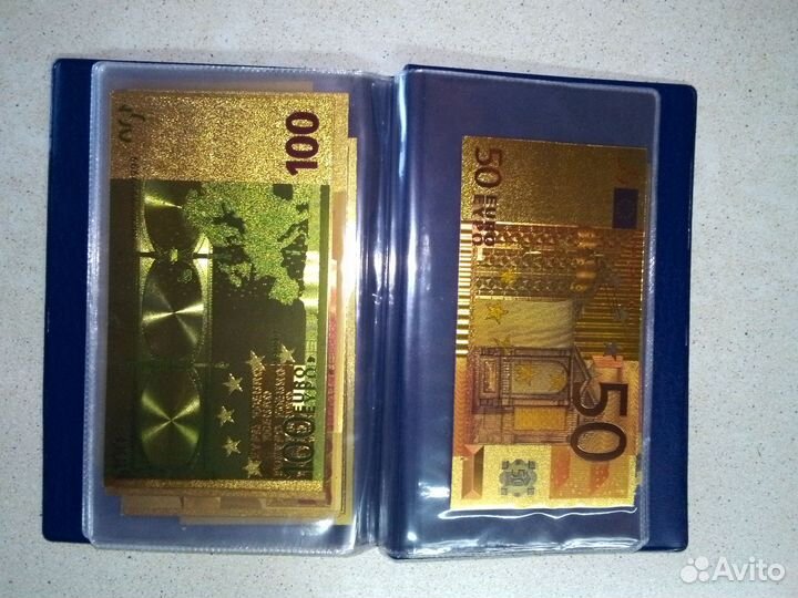 Альбом с купюрами в сусальном золоте 24 карата