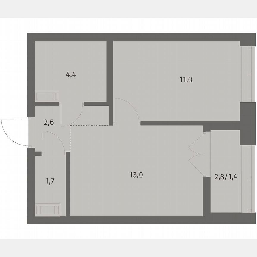 1-к. квартира, 34,2 м², 5/12 эт.