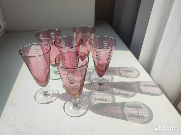 Бокалы, рюмки цветное стекло СССР