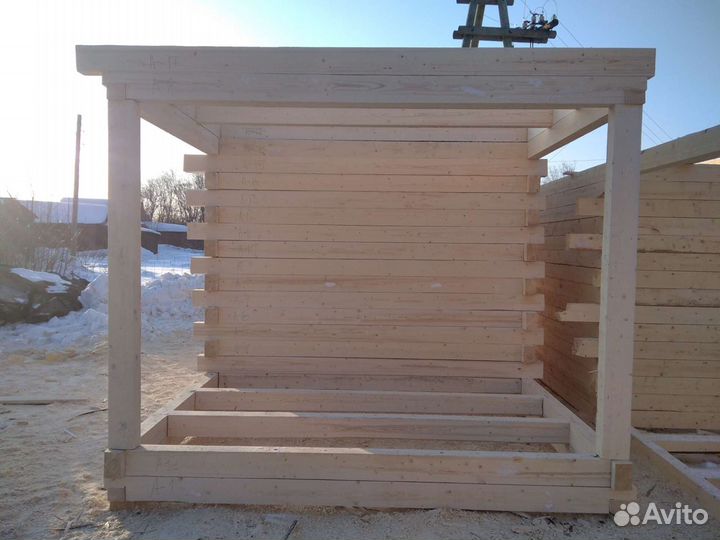 Сруб бани из бруса