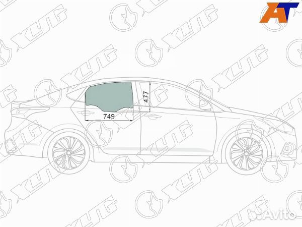Стекло боковое опускное hyundai solaris 17- /accent 4D 17, solaris HS 24