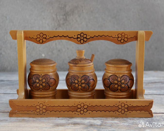 Набор для специй СССР дерево