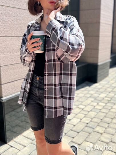 Рубашки в клетку оверсайз женские