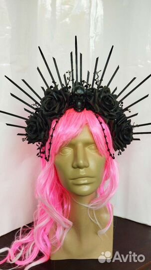 Корона чёрные лучи с черепом