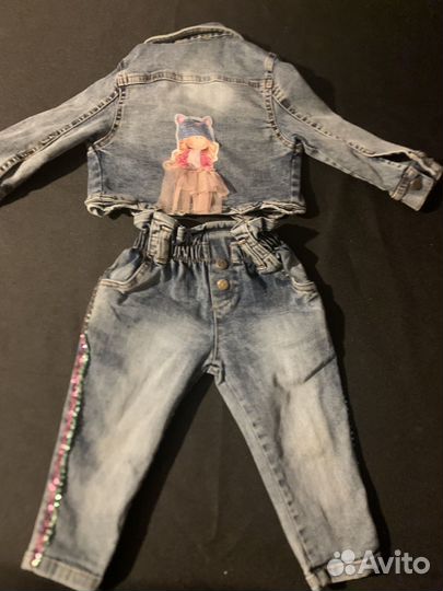 Джинсовый костюм на девочку 80