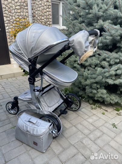 Коляска 2 в 1Люксмам 608 (серебро )