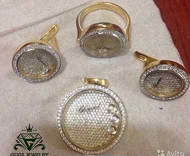 Золотой комплект с бриллиантами шопард Chopard
