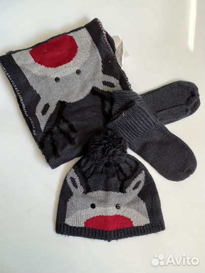 Комплект шапка шарф варежки