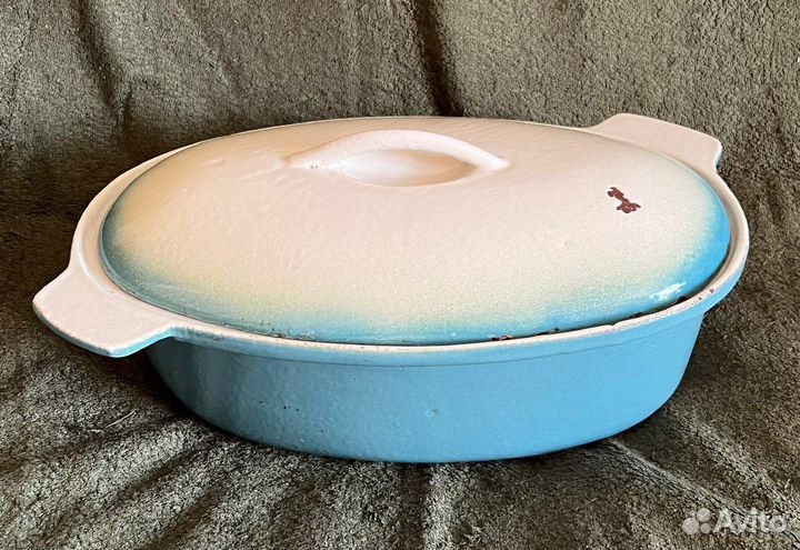 Чугунная, эмалированная гусятница,утятница,ссср,4л