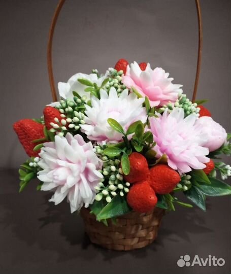 Корзина цветов. Декоративное мыло ручной работы