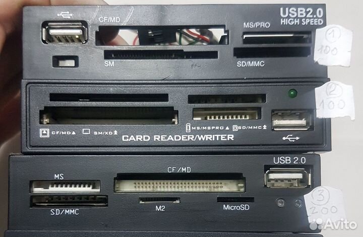 Картридер для компьютера usb 2.0, microSD, CF, MS