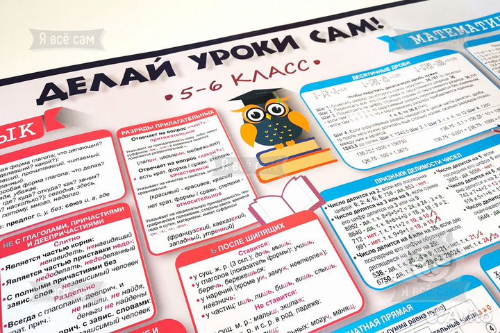 Плакат «Делай уроки сам» для 5-6 классов. Русский