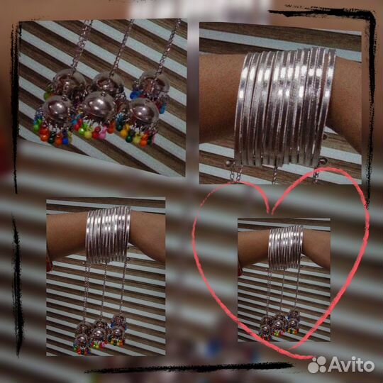Браслет с подвесками восточный бохо хиппи кольцами