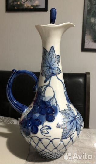 Кувшин кобальт позолота для вина воды фарфор