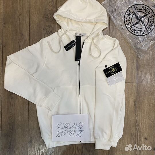 Зип худи stone island белое