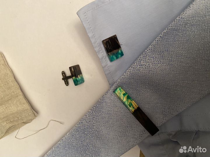 Запонки и зажим для галстука (дерево)