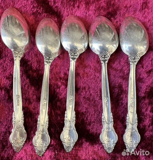 Кофейные мельхиоровые ложки Роза (троянда) 5шт