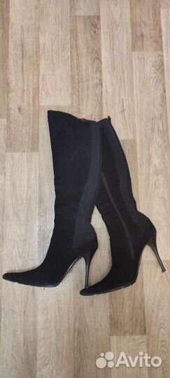 Сапоги зимние замшевые на шпильке