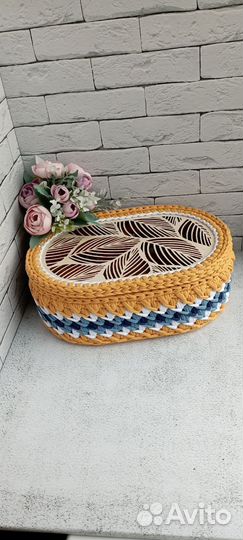 Корзина-шкатулка овальной формы ручная работа