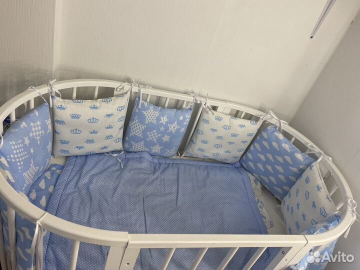 Детская кроватка с маятником круглая 7 в 1