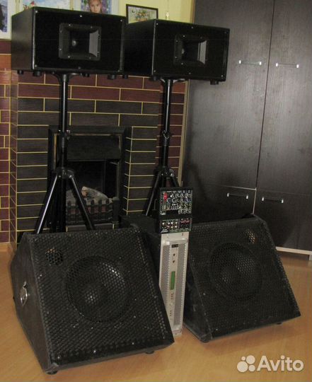 Колонки FA 2200W Рупоры Сабы Усилок Микшер Стойки