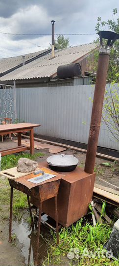 Печь для казана с трубой,и мангал