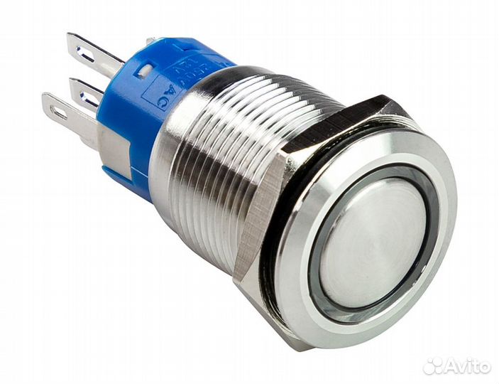 Кнопка без фиксации, подсветка синяя, 12В PB4212TB