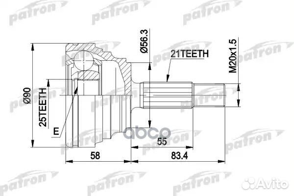Шрус наружн к-кт 21x56.2x25 renault: 19 I 89-92