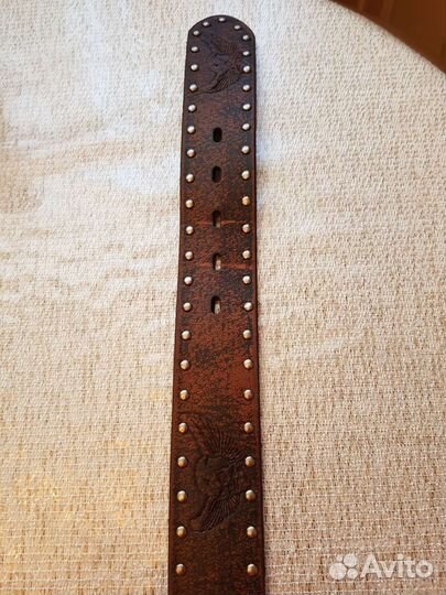 Кожаный тёмно-коричневый ковбойский ремень