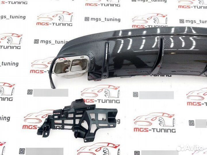 Диффузор CLA45 AMG С117 под карбон + насадки хром